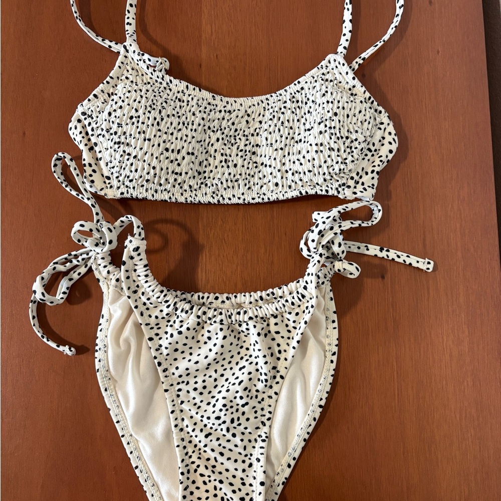 Xhilaration White & Black Dot Two-Piece Swim Bikini